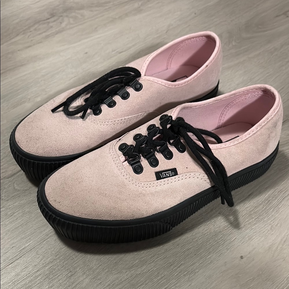Vans Pink and Black Platform Sneakers Size 7.5